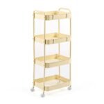 Етажерка мобільна чотириярусна універсальна з металу 45х30х103см Кремова SW-00002114
