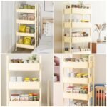 Етажерка мобільна чотириярусна універсальна з металу 45х30х103см Кремова SW-00002114 - Зображення 7