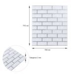 Самоклеюча 3D панель 700х770х3мм Біла цегла смужка срібло (100-3) SW-00000752 - Зображення 3
