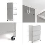 Шафа мобільна для зберігання розкладна триярусна з сталі 70х36х112,8см Світло-сірий SW-00002116 - Зображення 5