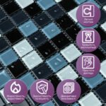 Мозаїка з декоративного скла 298х298х4,5мм Чорно-сіра SW-00002369 - Зображення 4