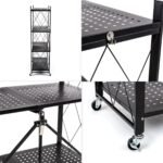 Стелаж мобільний чотириярусний універсальний розкладний з нержавіючої сталі 126х72х34см Чорний SW-00002098 - Зображення 5