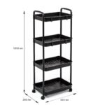Етажерка мобільна чотириярусна універсальна пластикова 41х25х101см Чорна SW-00002108 - Зображення 3