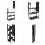 Стелаж мобільний чотириярусний універсальний розкладний з нержавіючої сталі 126х72х34см Чорний SW-00002098 - Зображення 6