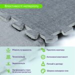 Підлога-пазл плюшевий 30х30х1см Світло-сірий (D) SW-00002080 - Зображення 4