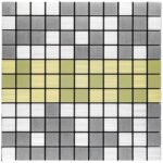 Самоклеюча алюмінієва плитка 300х300х3мм Срібна із золотом мозаїка SW-00001826