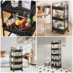 Етажерка мобільна чотириярусна універсальна пластикова 41х25х101см Чорна SW-00002108 - Зображення 7