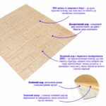 Самоклеюча декоративна 3D панель 700х770х5мм Бежева смужка цегла (184) SW-00000489 - Зображення 2