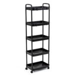 Етажерка мобільна п'ятиярусна універсальна пластикова 41х25х127см Чорна SW-00002109