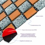 Мозаїка з декоративного скла 298х298х4,5мм Сірий+оранж SW-00002361 - Зображення 2