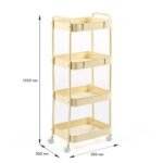 Етажерка мобільна чотириярусна універсальна з металу 45х30х103см Кремова SW-00002114 - Зображення 3