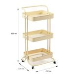 Етажерка мобільна триярусна універсальна з металу 45х37х82см Кремова SW-00002105 - Зображення 3