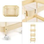 Етажерка мобільна чотириярусна універсальна з металу 45х30х103см Кремова SW-00002114 - Зображення 5