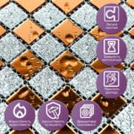 Мозаїка з декоративного скла 298х298х4,5мм Сірий+оранж SW-00002361 - Зображення 4