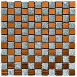 Мозаїка з декоративного скла 298х298х4,5мм Сірий+оранж SW-00002361