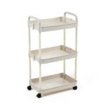 Етажерка мобільна триярусна універсальна пластикова 41х25х72см Слонова кістка SW-00002435
