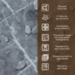 Декоративна ПВХ плита 1,22м х 2,44м х 3мм Сірий натуральний мармур SW-00001406 - Зображення 5