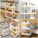 Етажерка мобільна триярусна універсальна пластикова 41х25х72см Слонова кістка SW-00002435 - Зображення 7