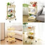 Етажерка мобільна триярусна універсальна з металу 45х37х82см Кремова SW-00002105 - Зображення 7