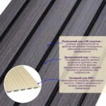 Рейка декоративна WPC стінова 3000х150х9мм Графіт SW-00001871 - Зображення 2