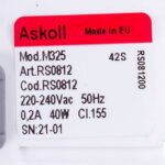 Помпа (насос) для пральної машини 292090 RC0341 Askoll 40 Вт M325 (контакти спарені ззаду; на 3 засувки) - Зображення 3