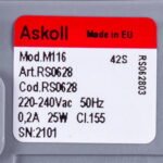 Помпа (насос) для пральної машини Indesit C00108264 Askoll 25 Вт M116 (контакти роздільні спереду; на 3 саморізи) - Зображення 2