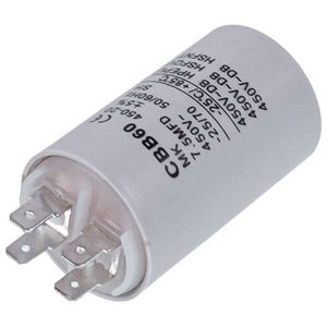 Пусковий конденсатор для пральної машини CBB60 7.5uF 450V 38x60mm (під гайку