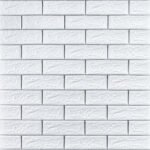 Самоклеющаяся 3D панель 700х770х5мм Белый кирпич полоска серебро (100-5) SW-00000753