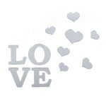 Зеркальный декор акриловый самоклеющийся Love серебро